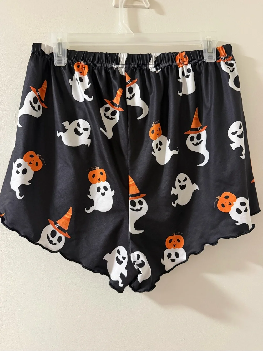 Halloween Ghost Print Black Women’s Athletic Lounge Shorts